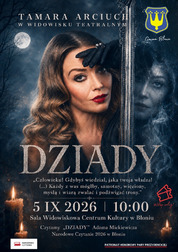 Plakat promujący Narodowe Czytanie 2026 w Błoniu